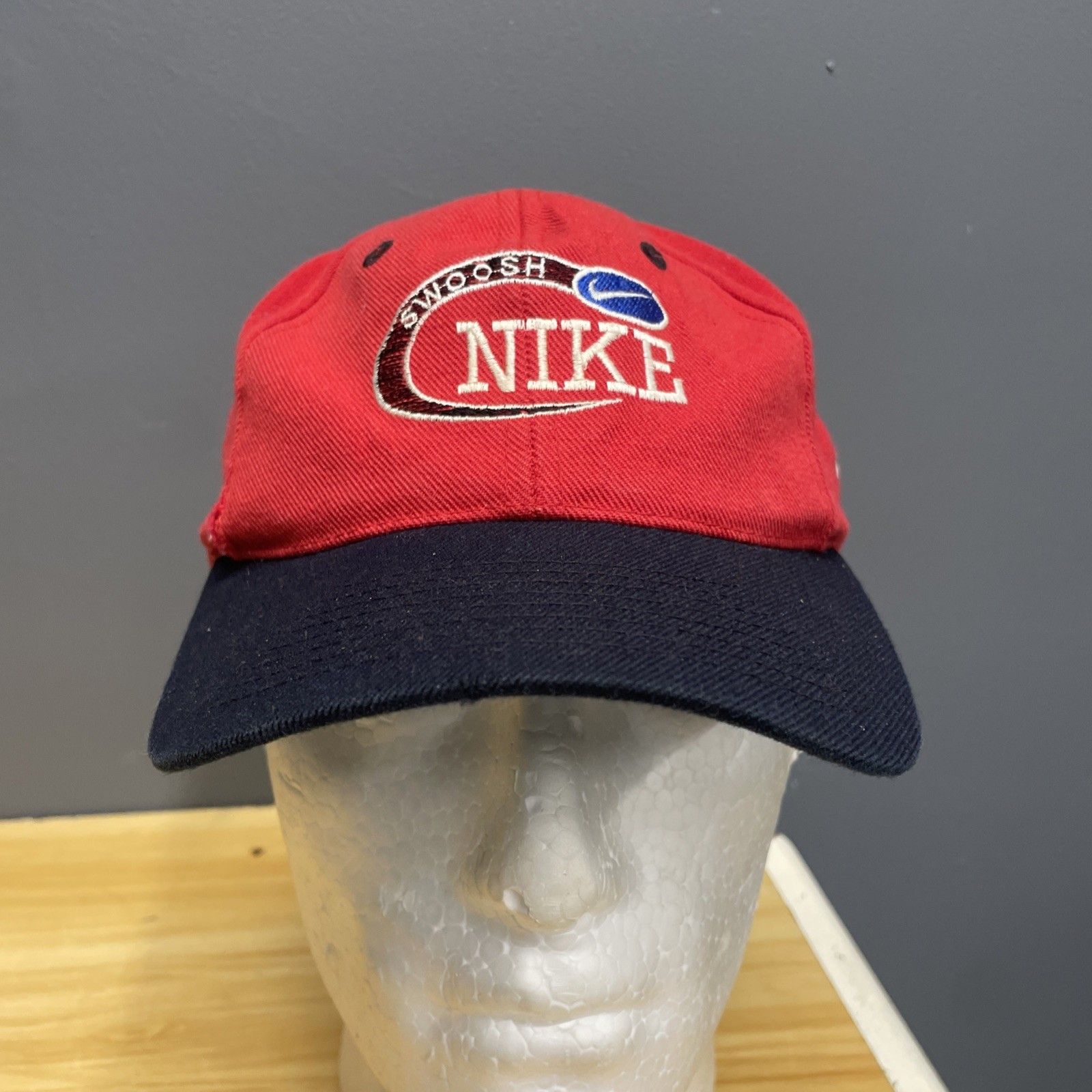 Vintage Nike Spellout Center Swoosh 90s Adjustable Hat Cap Red Vintage Nike Spellout Center Swoosh 90s Adjustable Hat Cap Red